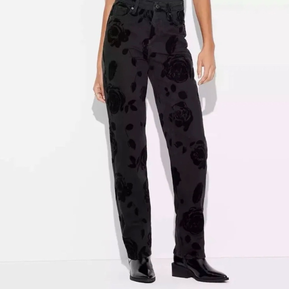 Wild Fable Black Floral Wide Leg Jeans
